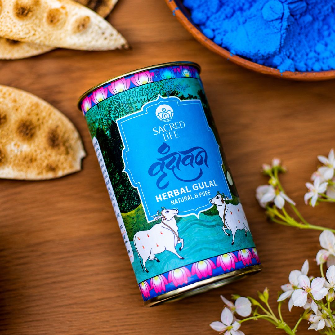 Sacred Life Vrindavan Blue Herbal Gulal – Natural & Pure Premium Holi Colour | 50 gm