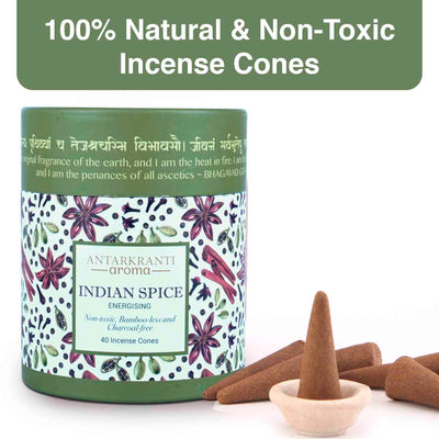 SACRED LIFE Dry Dhoop INDIAN SPICE Incense Cones | Burning Time 35 Minutes | Low Smoke Dhoop for Pooja | Aromatherapy | Meditation | Yoga | 100% Organic & Charcoal Free