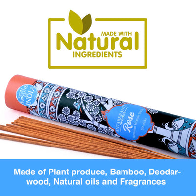 ANTARKRANTI | ROSE Incense Sticks | 100% Natural and Charcoal Free | Handcrafted Agarbatti for Positive Energy & Yoga Meditation| Pooja Item for Home| Burning Time- 35-40 Mins