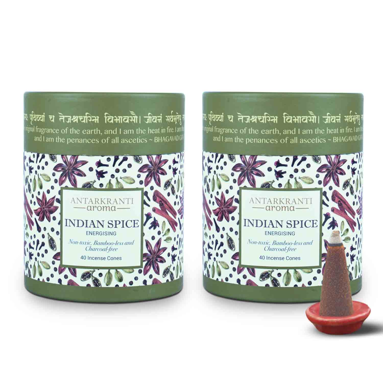 SACRED LIFE Dry Dhoop INDIAN SPICE Incense Cones | Burning Time 35 Minutes | Low Smoke Dhoop for Pooja | Aromatherapy | Meditation | Yoga | 100% Organic & Charcoal Free