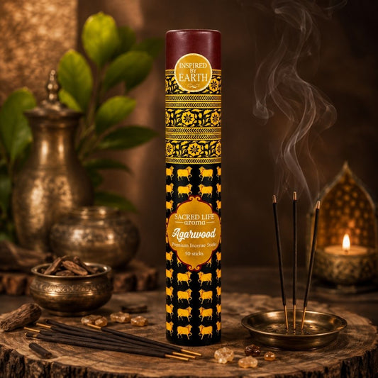 Sacred Life Agarwood Incense Sticks – Premium 50 Sticks for a Rich, Warm & Peaceful Fragrance Experience