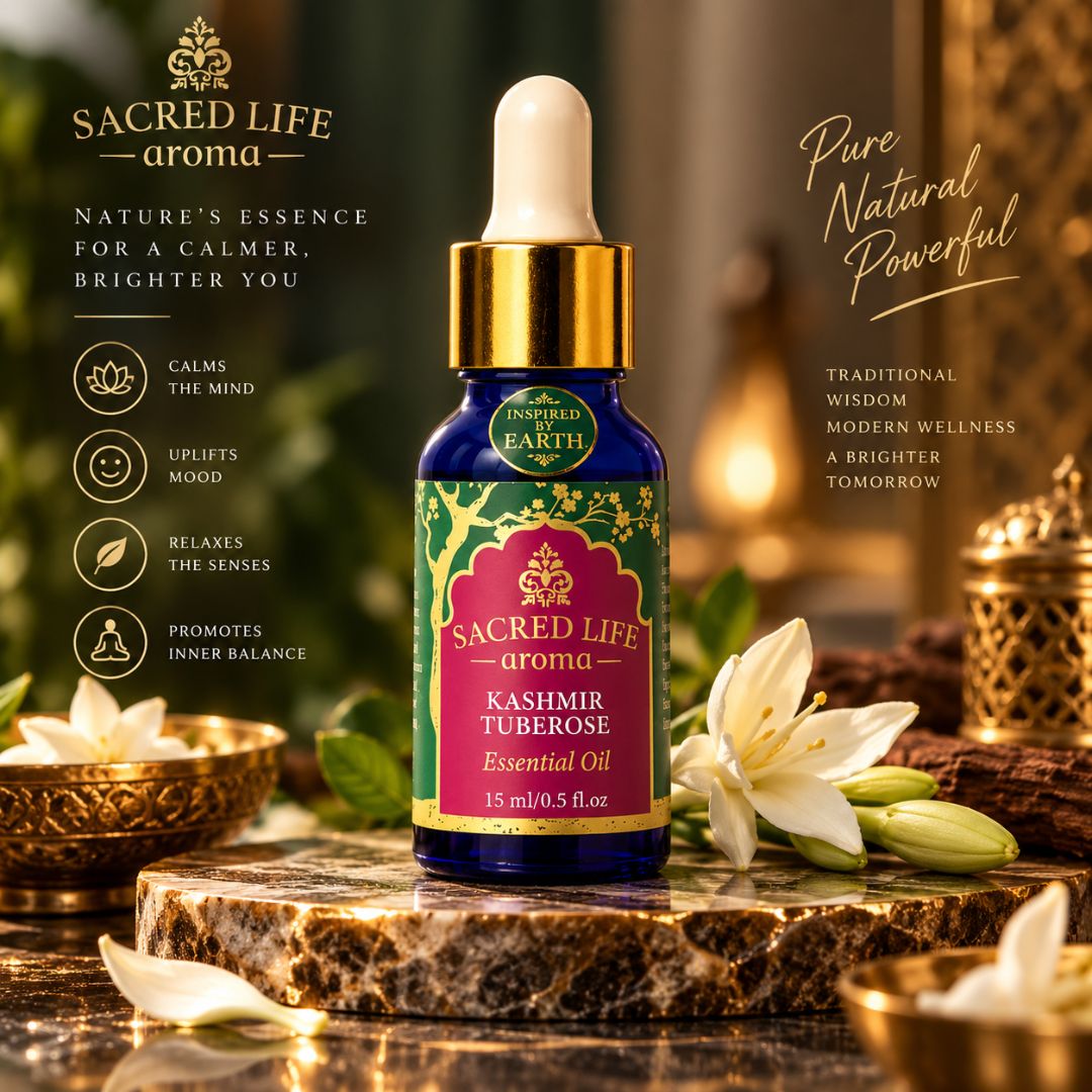 Sacred Life Aroma Kashmir Tuberose Essential Oil – Pure Floral Aroma for a Calm and Beautiful Space