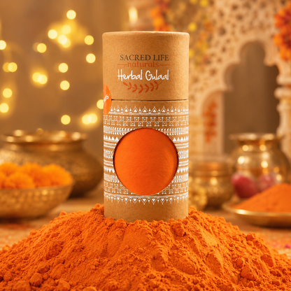 Sacred Life Kesar Elaichi Orange Herbal Gulal – 100gm