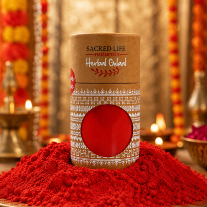 Sacred Life Fresh Rose Herbal Gulal – Vibrant Red Festive Colour | 100 gm