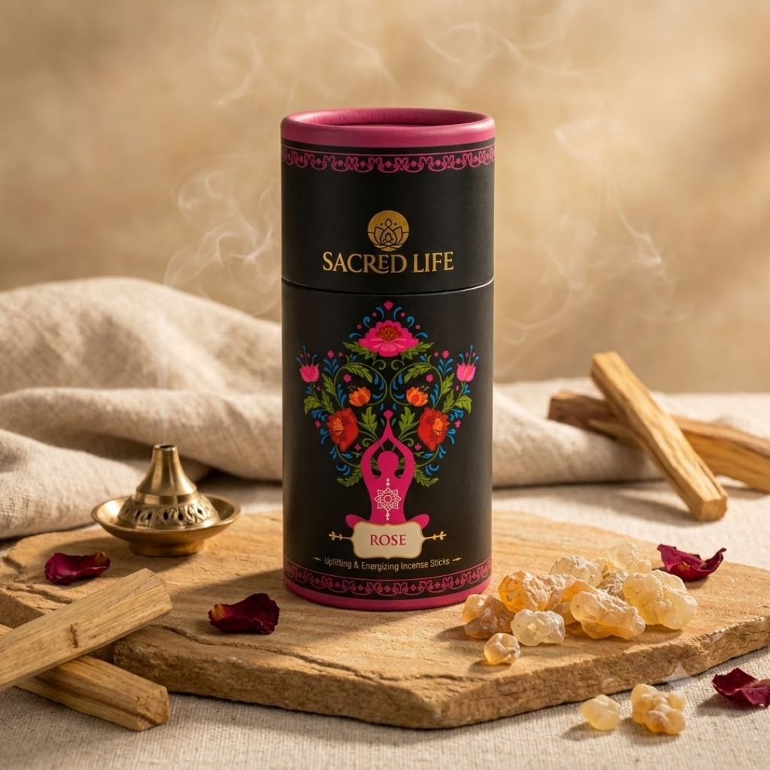 Sacred Life Rose Incense Sticks Combo Pack | Uplifting & Energizing | Pack of 2