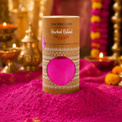 Sacred Life Lily of the Valley Pink Herbal Gulal – Premium Holi Colour | 100 gm