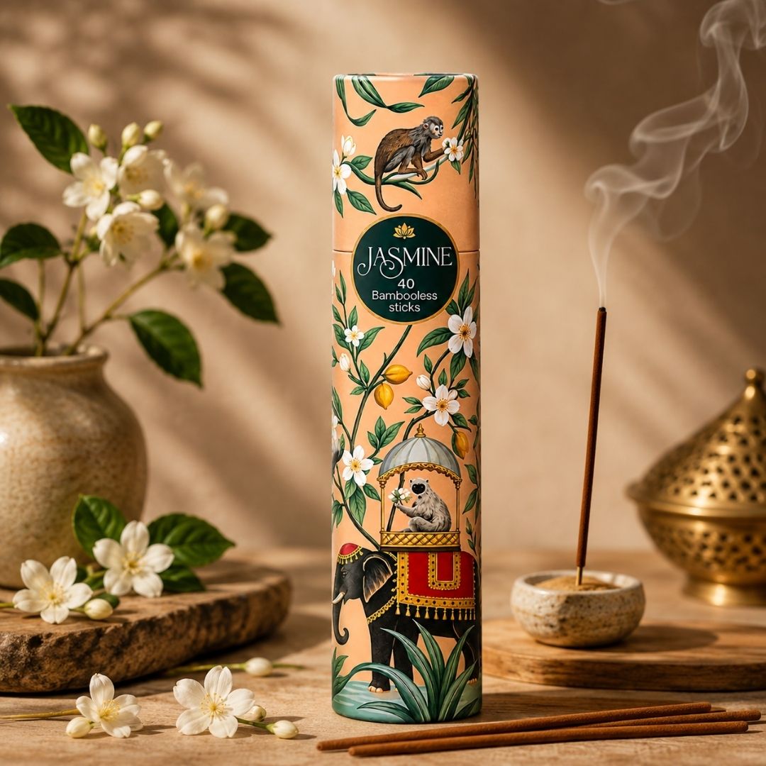 Sacred Life Jasmine Bambooless Incense Sticks – Premium Natural Fragrance | 40 Sticks