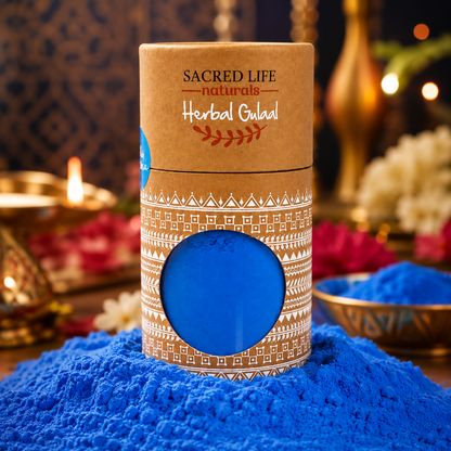 Sacred Life Herbal Gulal – Tulsi Pudina Blue | Natural Holi Colour | 100 gm