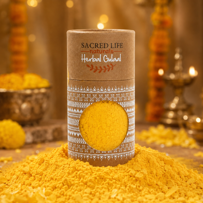 Sacred Life Haldi Chandan Yellow Herbal Gulal | Premium Holi Colour Powder | 100 gm