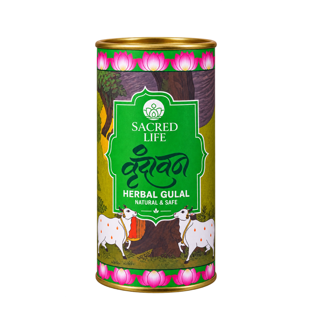 Sacred Life Herbal Gulal – Natural & Safe Green Gulal | 50 GM Premium Festive Color