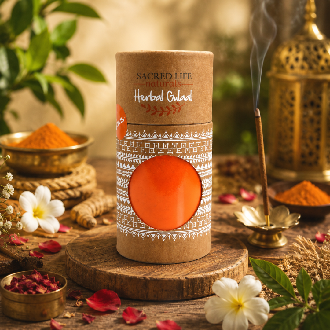 Sacred Life Kesar Elaichi Orange Herbal Gulal – 100gm