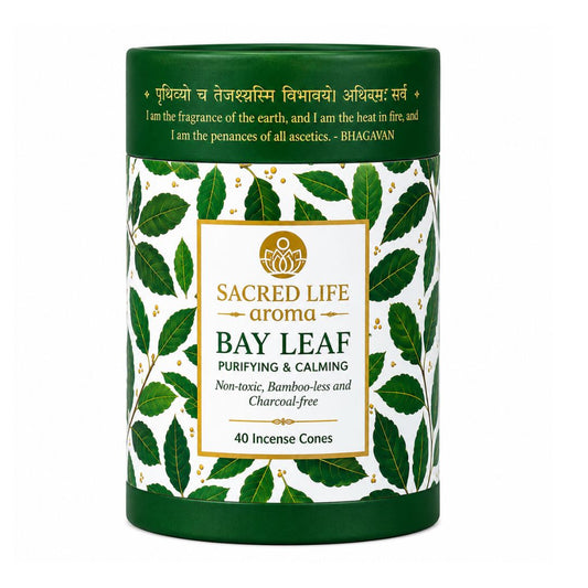 Sacred Life Bay Leaf Dry Dhoop Cones with Holder