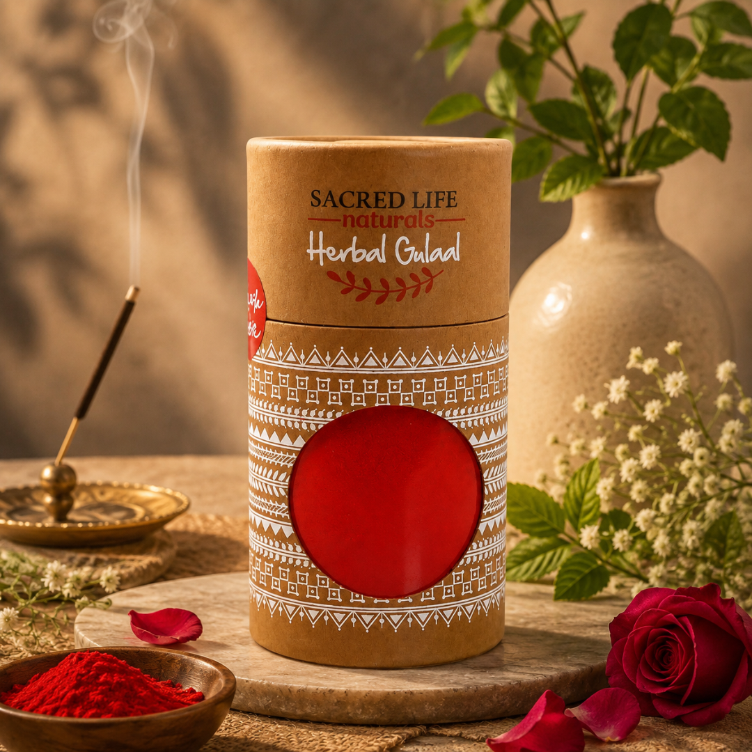Sacred Life Fresh Rose Herbal Gulal – Vibrant Red Festive Colour | 100 gm