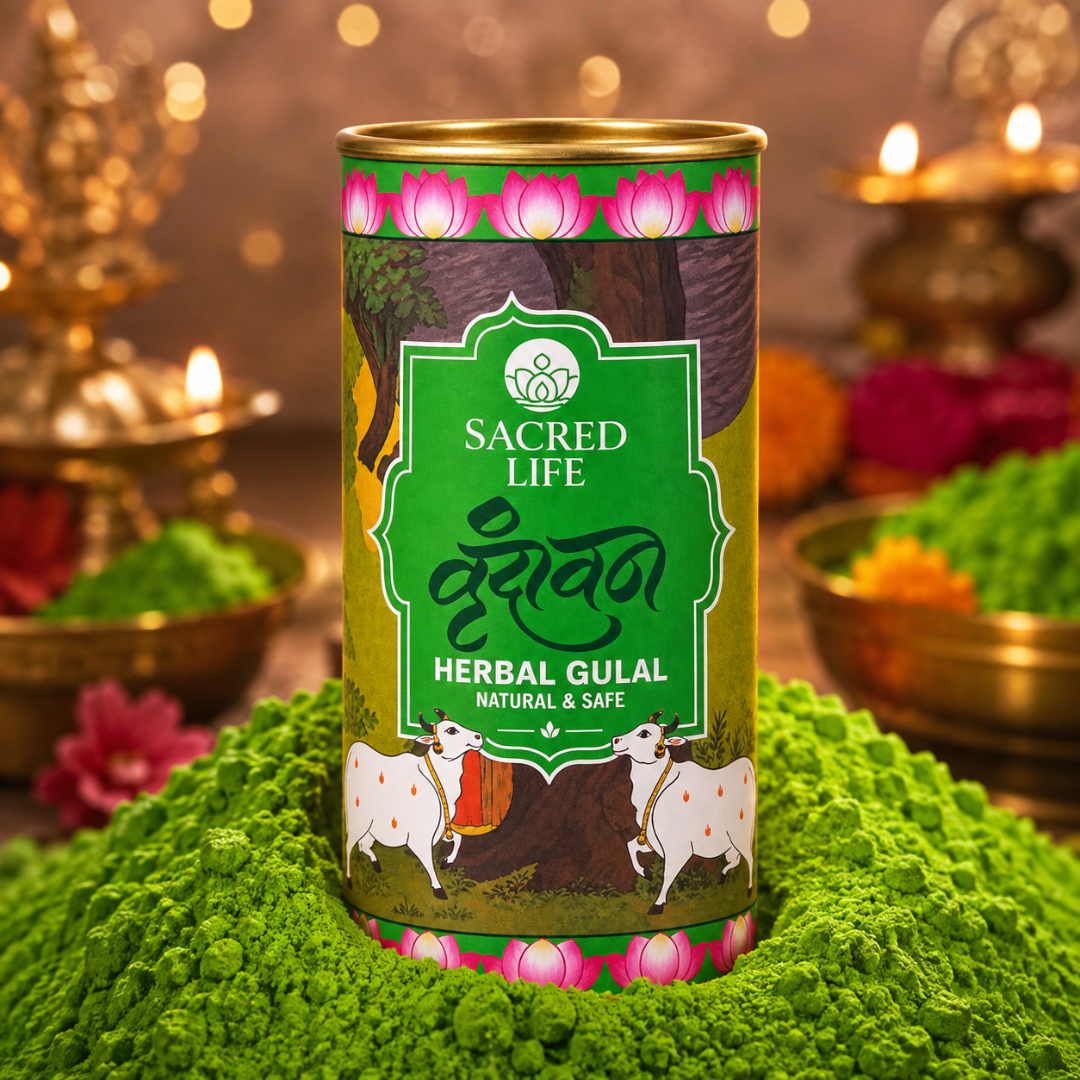 Sacred Life Herbal Gulal – Natural & Safe Green Gulal | 50 GM Premium Festive Color