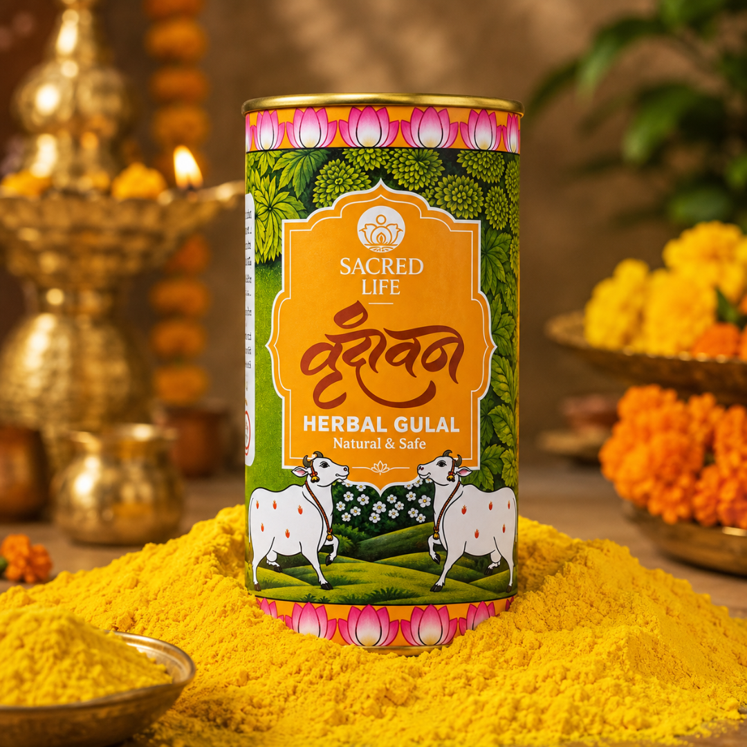 Sacred Life Herbal Gulal Yellow – Natural & Safe Festive Colour | 50 gm