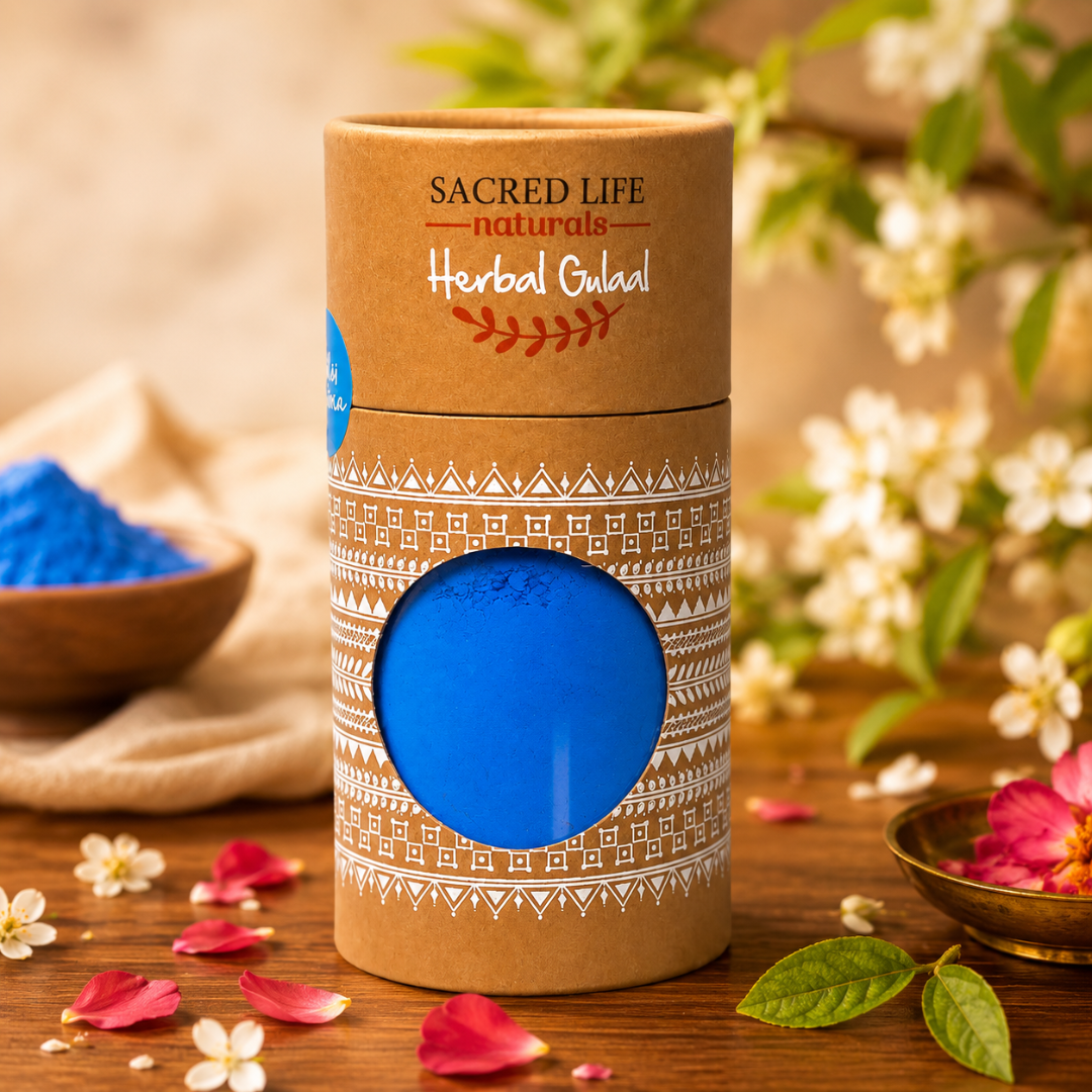 Sacred Life Herbal Gulal – Tulsi Pudina Blue | Natural Holi Colour | 100 gm