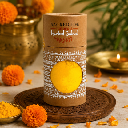 Sacred Life Haldi Chandan Yellow Herbal Gulal | Premium Holi Colour Powder | 100 gm