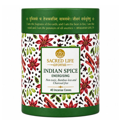 SACRED LIFE Dry Dhoop INDIAN SPICE Incense Cones | Burning Time 35 Minutes | Low Smoke Dhoop for Pooja | Aromatherapy | Meditation | Yoga | 100% Organic & Charcoal Free
