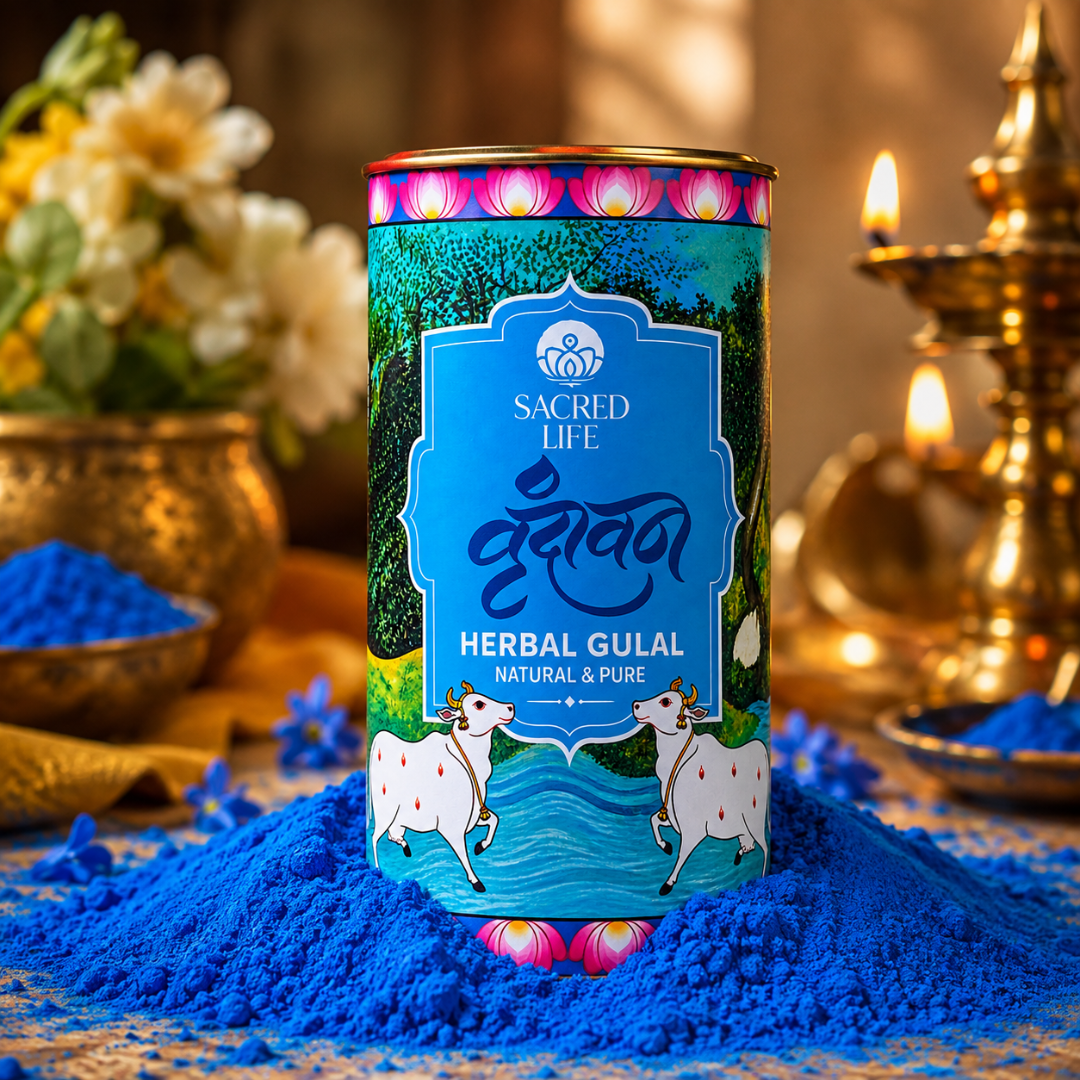Sacred Life Vrindavan Blue Herbal Gulal – Natural & Pure Premium Holi Colour | 50 gm