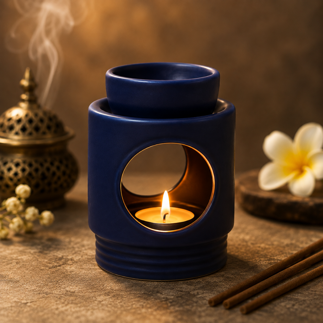 Sacred Life Ceramic Oil Vapouriser Blue Pillar