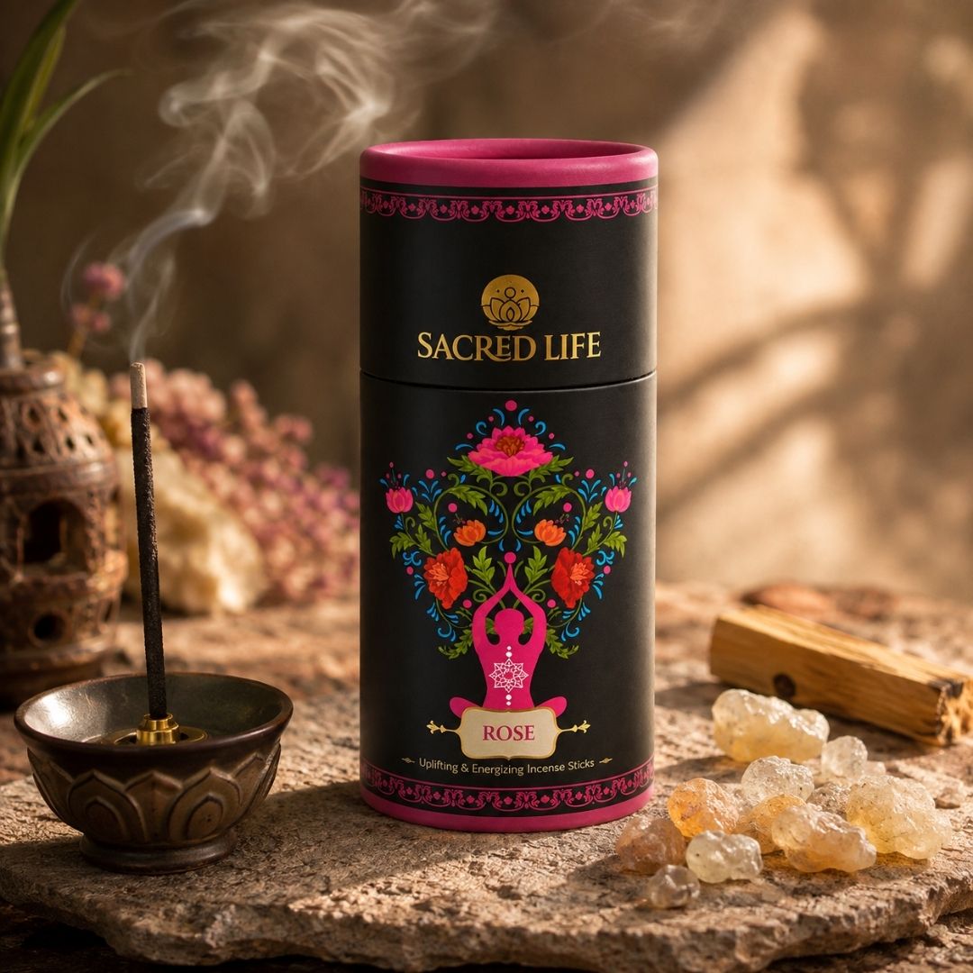 Sacred Life Rose Incense Sticks Combo Pack | Uplifting & Energizing | Pack of 2