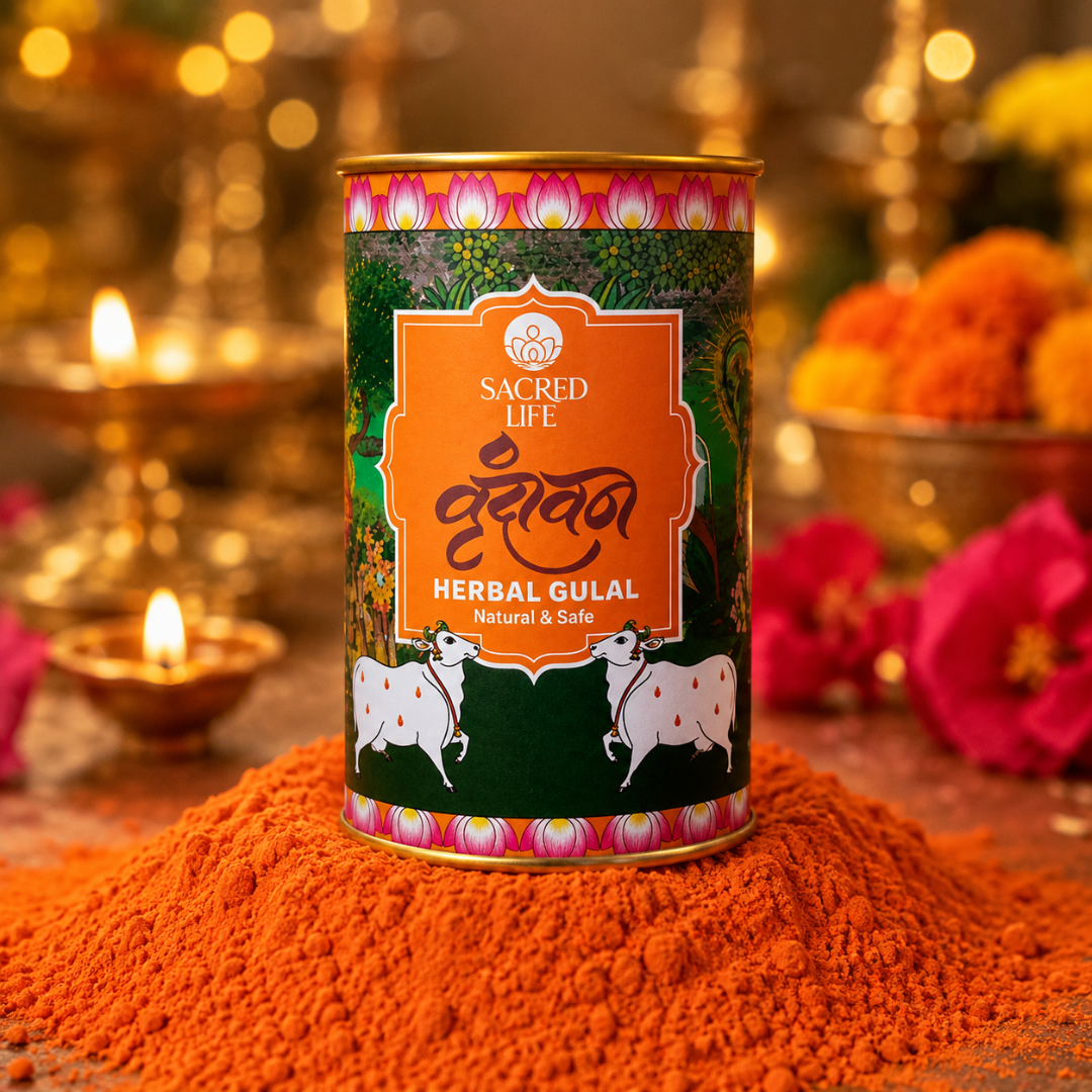 Sacred Life Herbal Gulal – Natural & Safe Orange Gulal | 50 gm