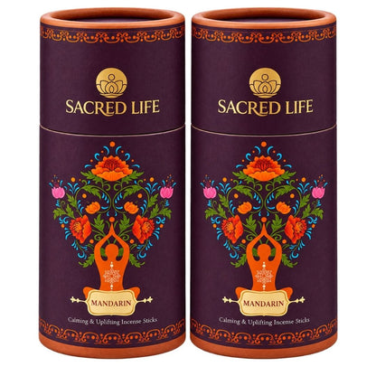 Sacred Life Mandarin Premium Incense Sticks – Calming & Uplifting Fragrance | 3-Inch Box