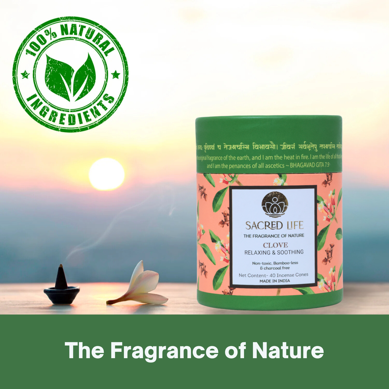 SACRED LIFE Dry Dhoop CLOVE Incense Cones | Burning Time 35 Minutes | Low Smoke Dhoop for Pooja | Positivity | Aromatherapy | Meditation | Yoga | 100% Organic & Charcoal Free