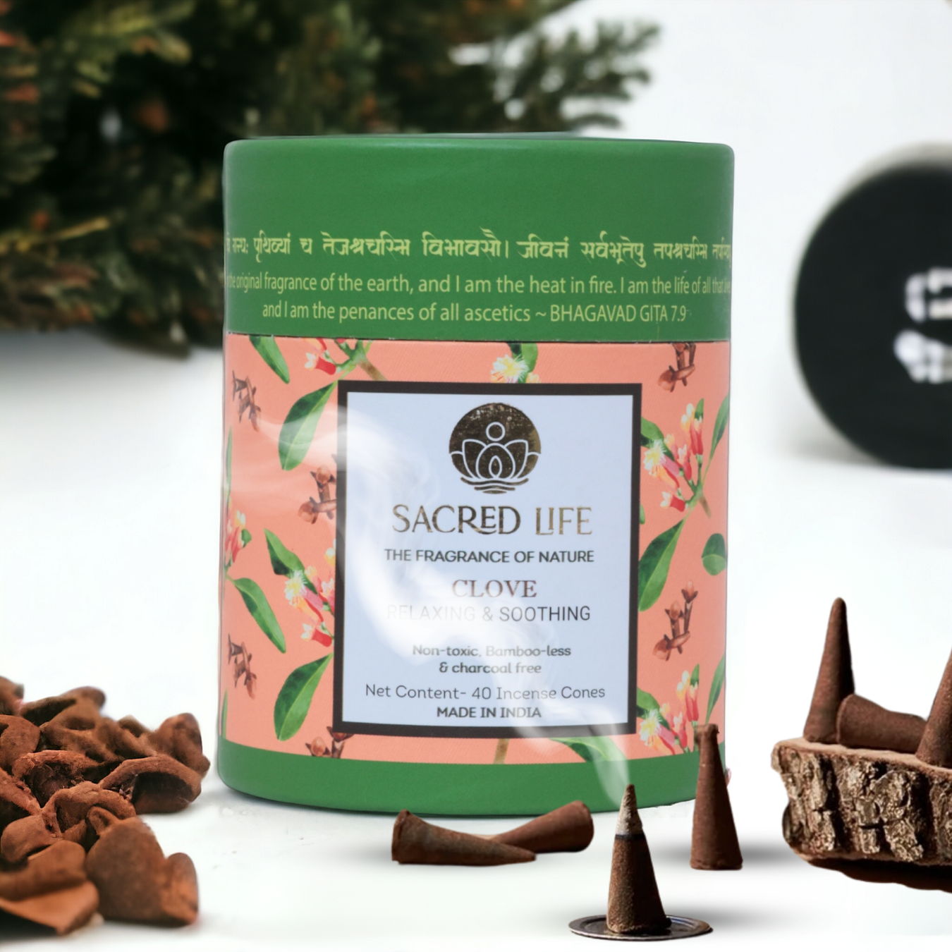 SACRED LIFE Dry Dhoop CLOVE Incense Cones | Burning Time 35 Minutes | Low Smoke Dhoop for Pooja | Positivity | Aromatherapy | Meditation | Yoga | 100% Organic & Charcoal Free