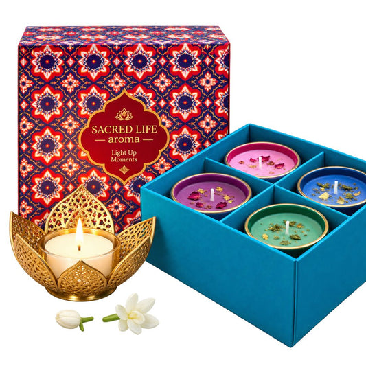 Sacred Life Resin & Spice Incense Dhoop Cones Gift Box - Set of 4
