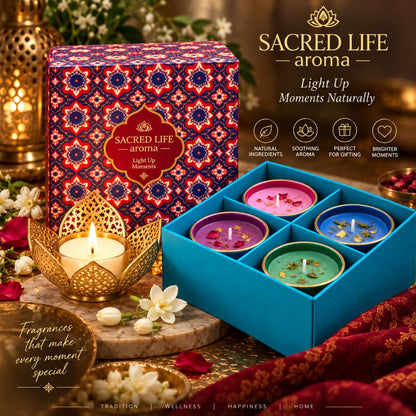 Sacred Life Resin & Spice Incense Dhoop Cones Gift Box - Set of 4