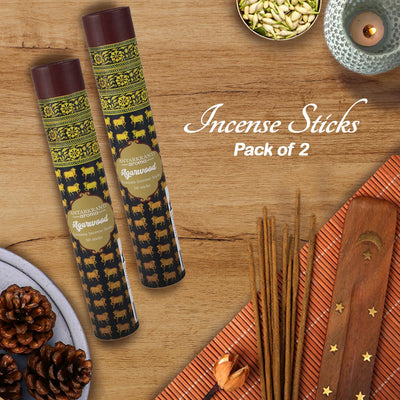 Antarkranti AGARWOOD Incense Sticks |100% Natural & Charcoal Free |Handcrafted Agarbatti for Positive Energy & Yoga Meditation | Pooja Item for Home | Sacred Life