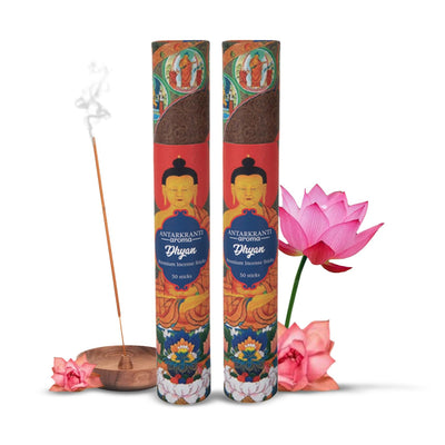 ANTARKRANTI | DHYAN Incense Sticks | 100% Natural and Charcoal Free | Handcrafted Agarbatti for Positive Energy & Yoga Meditation | Pooja Item for Home