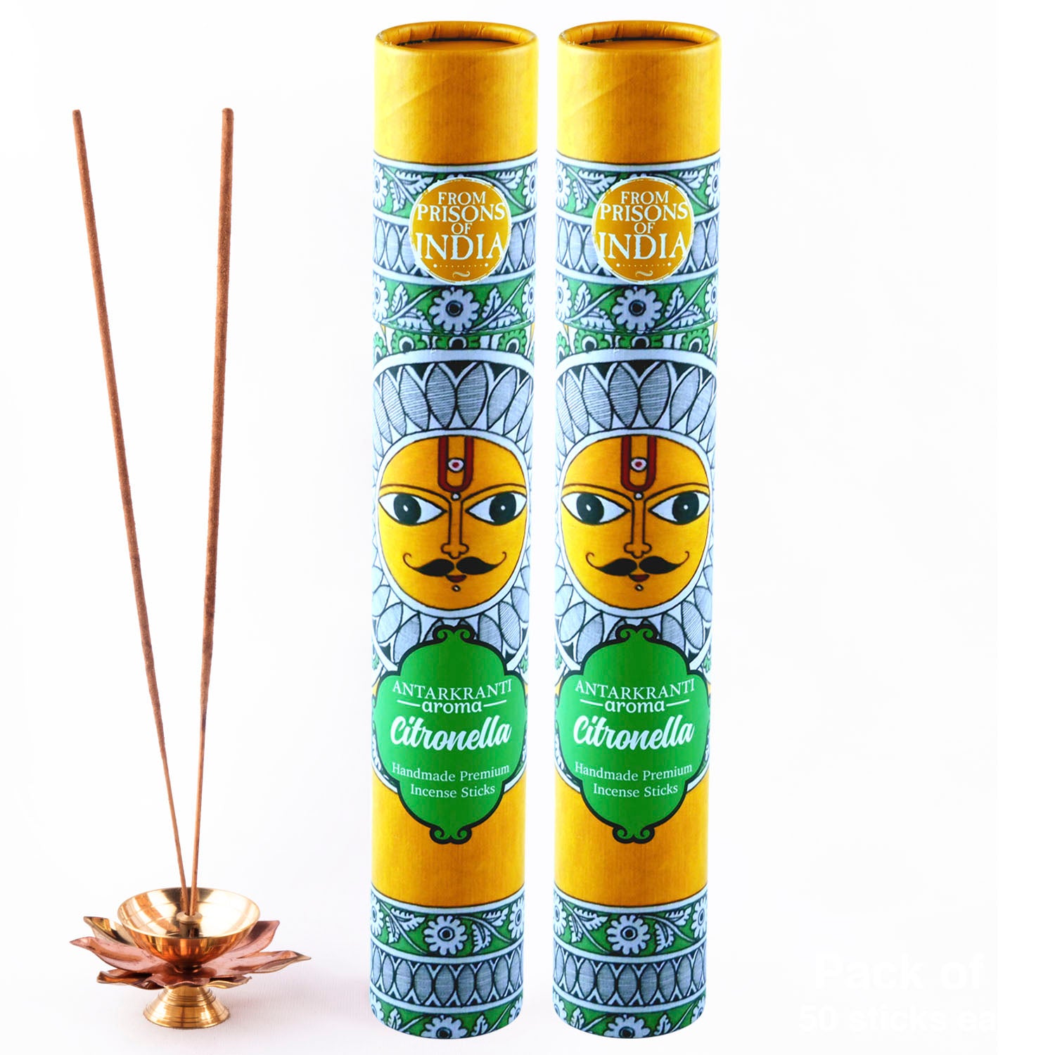 ANTARKRANTI | CITRONELLA Incense Sticks | 100% Natural and Charcoal Free | Handcrafted Agarbatti for Positive Energy & Yoga Meditation| Pooja Item for Home