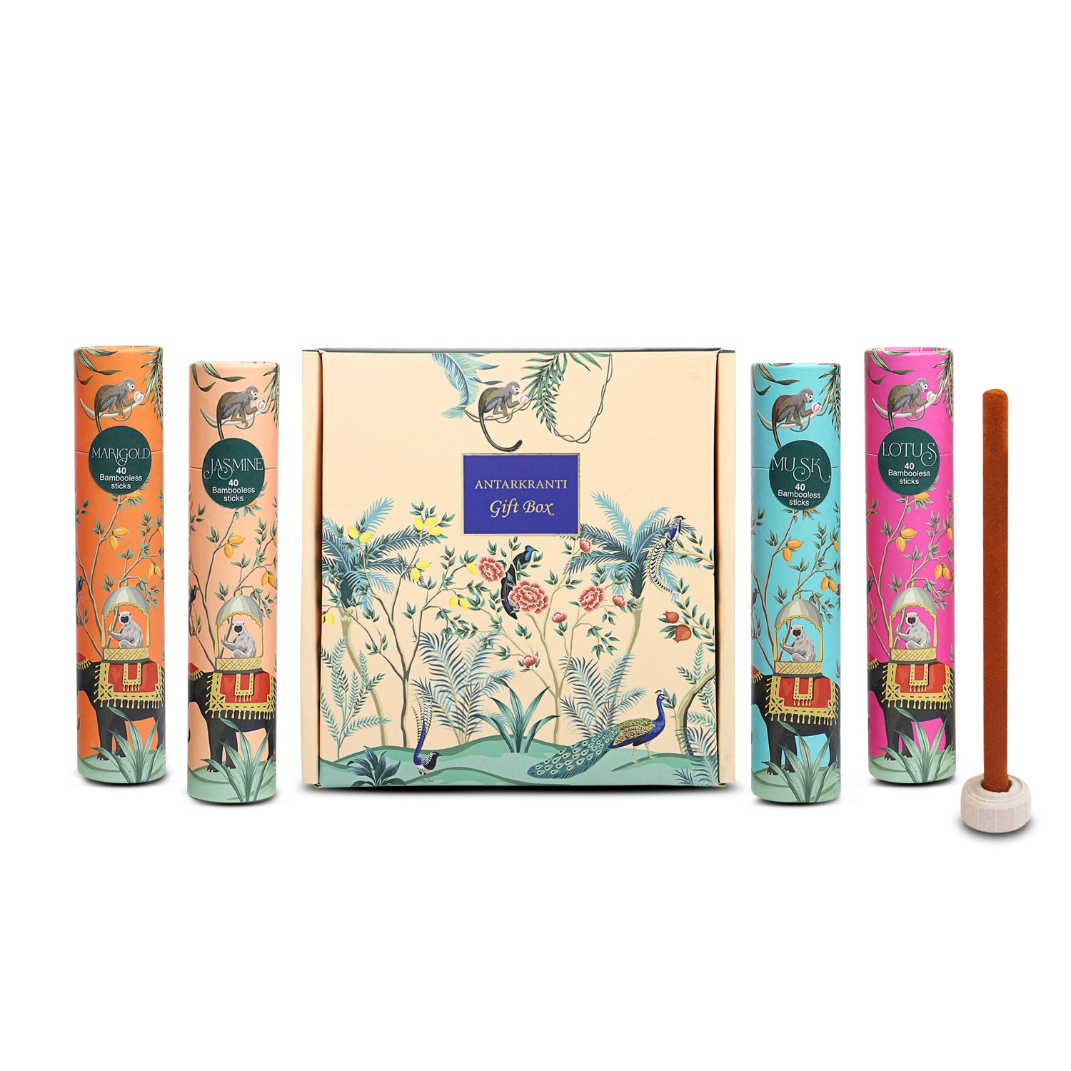 Antarkranti Yoga Incense Sticks Set | Marigold Musk Lotus & Jasmine | Pack of 4 | Bamboo-less Agarbatti