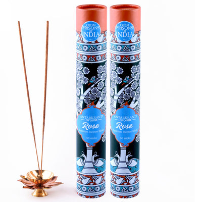 ANTARKRANTI | ROSE Incense Sticks | 100% Natural and Charcoal Free | Handcrafted Agarbatti for Positive Energy & Yoga Meditation| Pooja Item for Home| Burning Time- 35-40 Mins