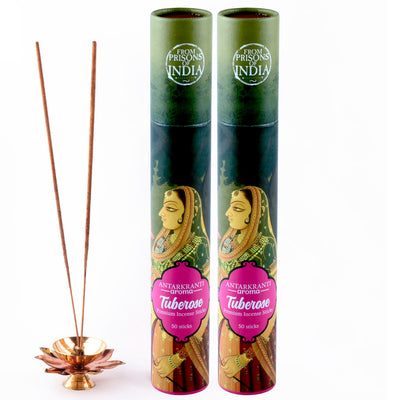 ANTARKRANTI | TUBEROSE Attar Incense Sticks | 100% Natural and Charcoal Free | Handcrafted Agarbatti for Positive Energy & Yoga Meditation| Pooja Item for Home