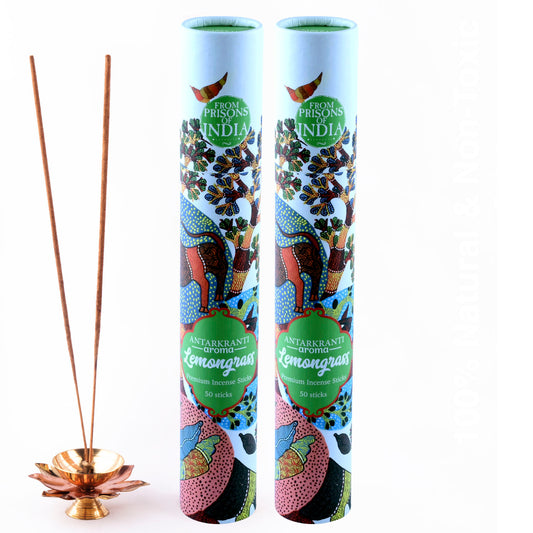 ANTARKRANTI | LEMONGRASS Incense Sticks | 100% Natural and Charcoal Free | Handcrafted Agarbatti for Positive Energy & Yoga Meditation| Pooja Item for Home| Burning Time- 35-40 Mins