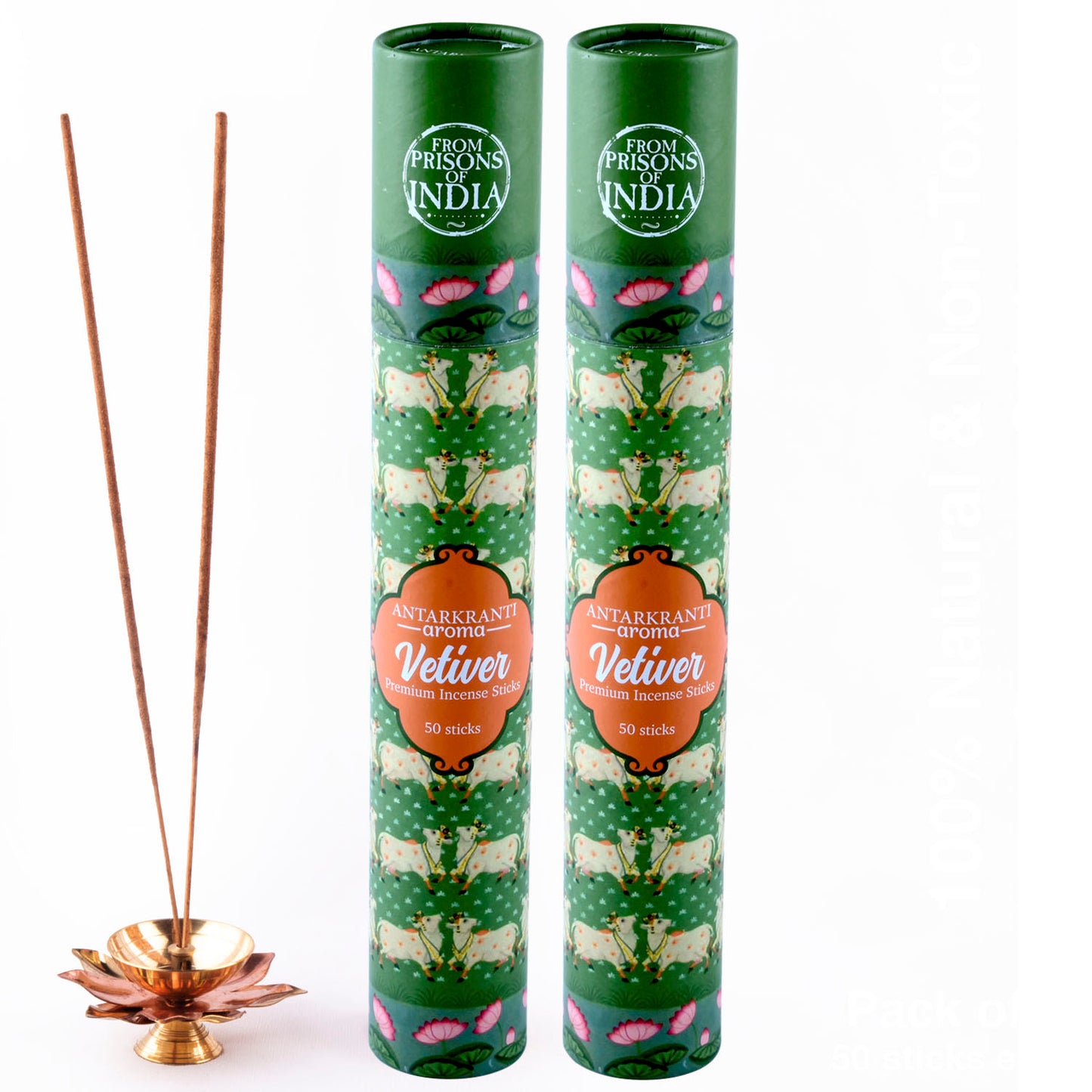 ANTARKRANTI | VETIVER Incense Sticks | 100% Natural and Charcoal Free | Handcrafted Agarbatti for Positive Energy & Yoga Meditation| Pooja Item for Home| Burning Time- 35-40 Mins