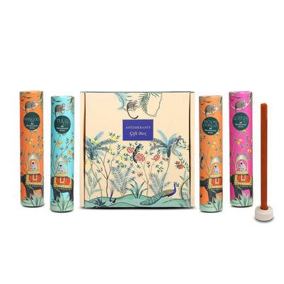 Antarkranti Yoga Incense Sticks Combo | Marigold Mysore-Chandan Lotus & Tulsi | Pack of 4 | Bambooless Agarbatti | Sacred Life