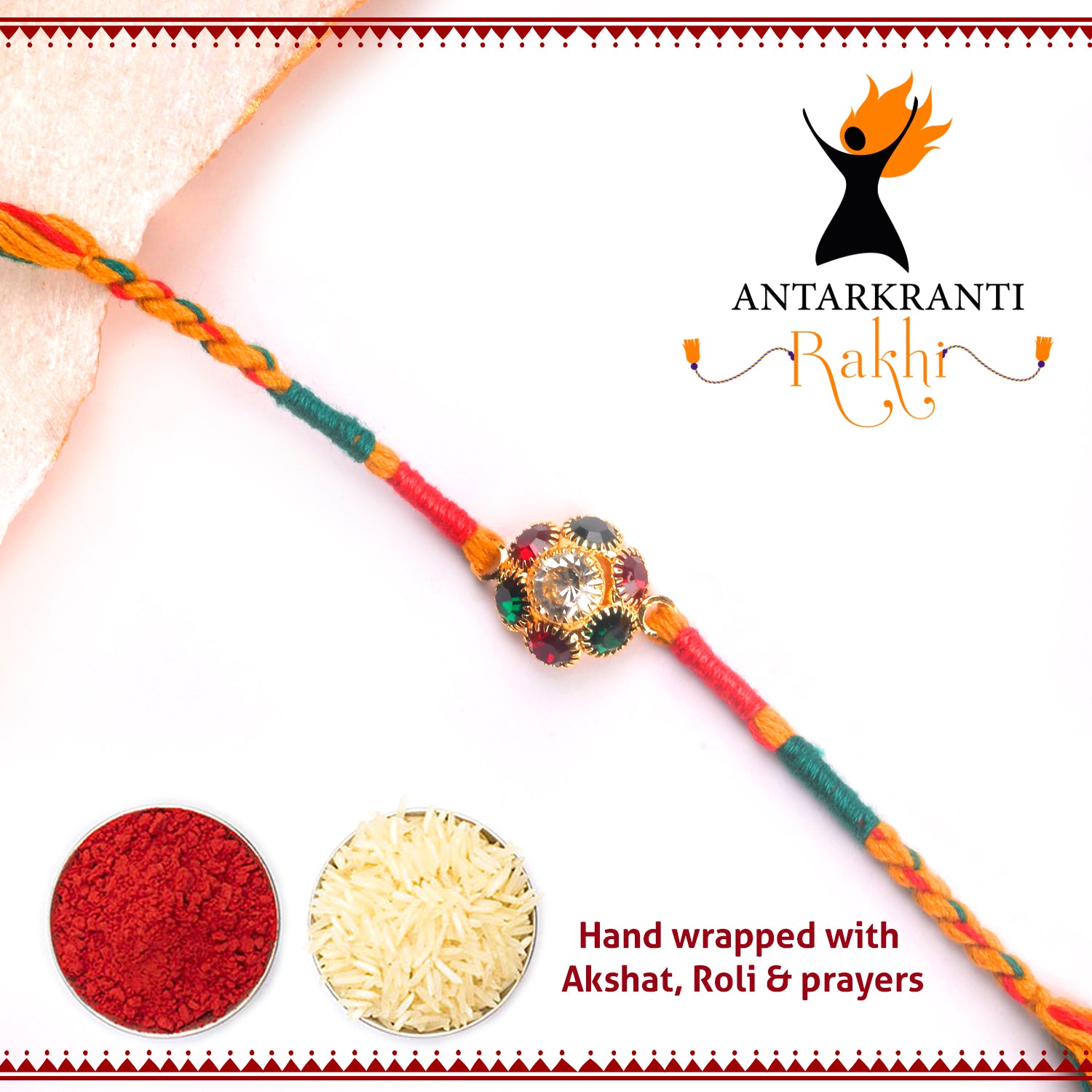 Multi Colour Stone with multicolour thread with Roli Chawal & Kalawa For Men