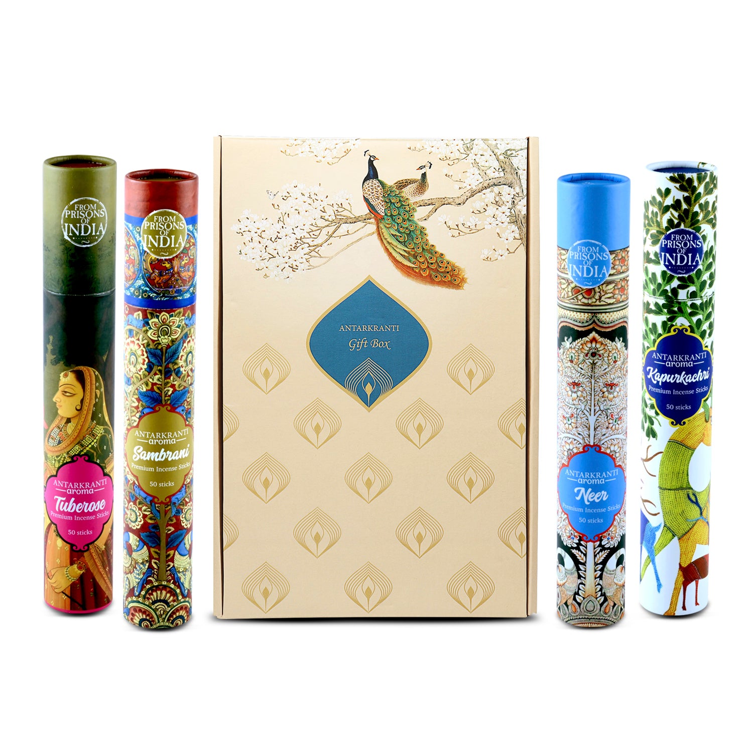 Antarkranti Relaxation Aromatherapy Incense Pack | Pack of 4 Low Smoke, 200 Premium Incense Sticks | Neer, Sambrani, Tuberose, Kapurkachri