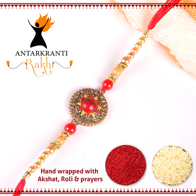 Meenakari & Nagkashi Motif Rakhi with Roli Chawal & Haldi Kalawa For Men