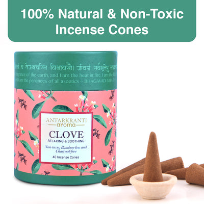 ANTARKRANTI Dry Dhoop CLOVE Incense Cones | Burning Time 35 Minutes | Low Smoke Dhoop for Pooja | Positivity | Aromatherapy | Meditation | Yoga | 100% Organic & Charcoal Free