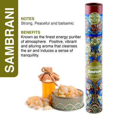 Antarkranti Meditation Incense Pack | Pack of 4 Low Smoke, 200 Premium Incense Sticks | Rose, Sambrani, Vetiver, Kapurkachri