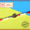 Metalic Mayur & White Pearls Rakhi with Roli Chawal & Kalawa For Men