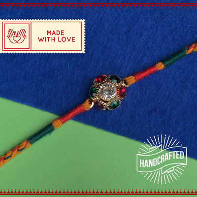 Multi Colour Stone with multicolour thread with Roli Chawal & Kalawa For Men