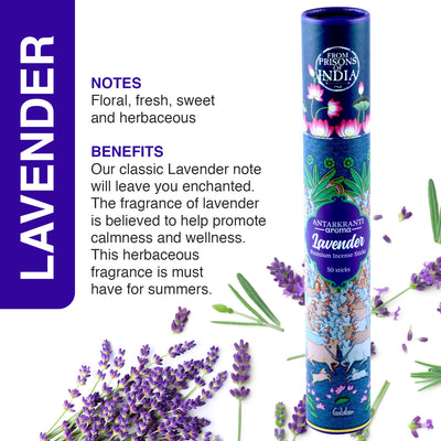 ANTARKRANTI | LAVENDER Incense Sticks | 100% Natural and Charcoal Free | Handcrafted Agarbatti for Positive Energy & Yoga Meditation| Pooja Item for Home| Sacred Life
