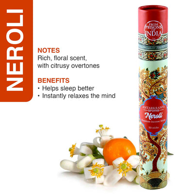ANTARKRANTI | NEROLI Incense Sticks | 100% Natural and Charcoal Free | Handcrafted Agarbatti for Positive Energy & Yoga Meditation| Pooja Item for Home | The Feel of Luxury