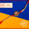 Meenakari Flower with  Golden Pearls Rakhi with Roli Chawal & Kalawa For Men